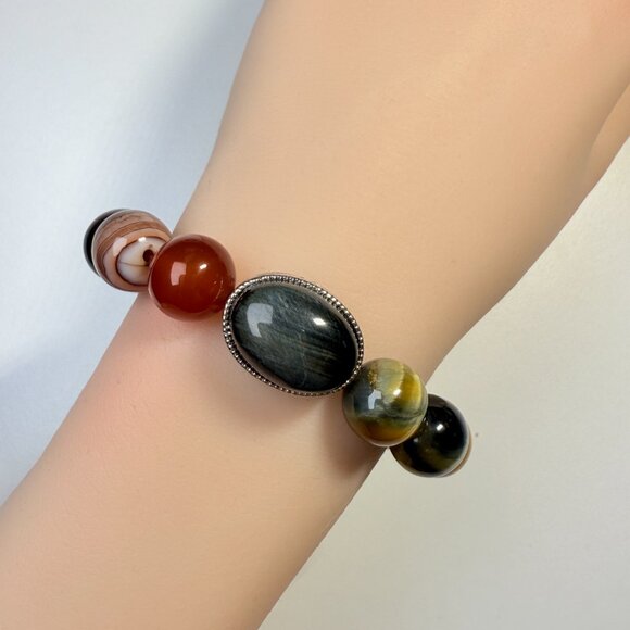 Tiger Eye, Citrine, Apatite, Carnelian — Mixed Natural Gemstone Statement Bra - Picture 3 of 5